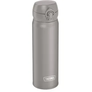 THERMOS Isolierflasche Ultralight grau 0,5 l - hält Getränke bis zu 10 Stunden heiß und 20 Stunden kalt, bruchfest und spülmaschinengeeignet für unterwegs und Büro