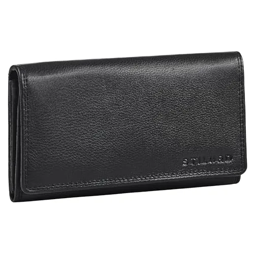 STILORD 'Mirella' Elegante Geldbörse Damen Leder Geldbeutel - Echtleder Portemonnaie viele Fächer Geldbeutel NFC & RFID Schutz - Schicke Damengeldbörse Extra Münzfach, Farbe:schwarz