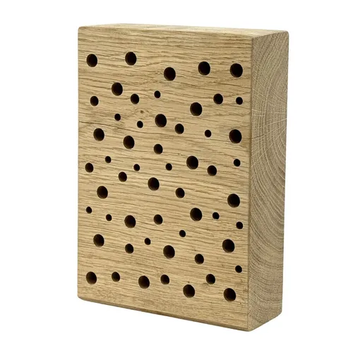 Insektenhotel Nisthilfe für Wildbienen – Massivholz Eiche, Perfekte Bohrungen