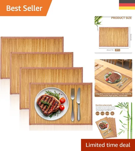 4er Set Platzdeckchen aus Bambus, 45x30 cm, abwaschbar & hitzebeständig