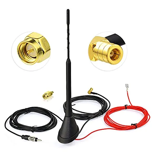Eightwood Aktive DAB/DAB+ Antenne für Auto - Auto Audio & Video Antennen mit 10dB Verstärkung für optimalen DAB+/FM Empfang, inkl. 5m verlustarmem Kabel und vielseitigen Steckern für einfache Installation.