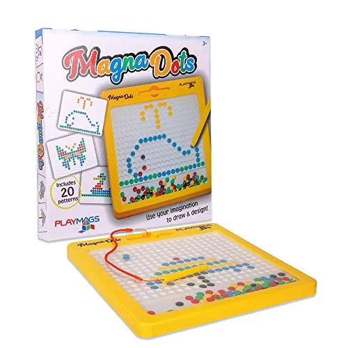 Playmags Magna Dots – 12.5'' cm große Magnettafel für Kinder – Magnetische Maltafel mit Stift – Sicheres Magnet-Reisespielzeug für Kleinkinder ab 3 Jahren