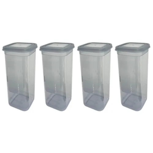 4x BPA-freie Vorratsdosen mit Deckel Grau 1,9L - Praktische 4er Set Frischhaltedosen aus BPA-freiem Kunststoff, luftdicht und geruchssicher – ideal für Mehl, Zucker und Nudeln. Spülmaschinenfest und wiederverwendbar für nachhaltige Aufbewahrung.