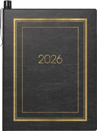 BRUNNEN 1071336906 Taschenkalender 2026 A7 - Kunstleder-Taschenkalender mit 160 Seiten, ideal für Planung und Notizen. Perfekt für unterwegs mit praktischem Klebebindung und auswechselbarem Adress-Register.