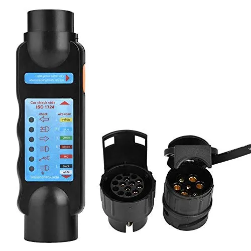 Akozon 12V Voilamart Prüf Testgerät, Anhängerbeleuchtung Testen Gerät Messgerät Abschlepplicht Kabel Leitungssteckdose Tester (7-13 Polig)