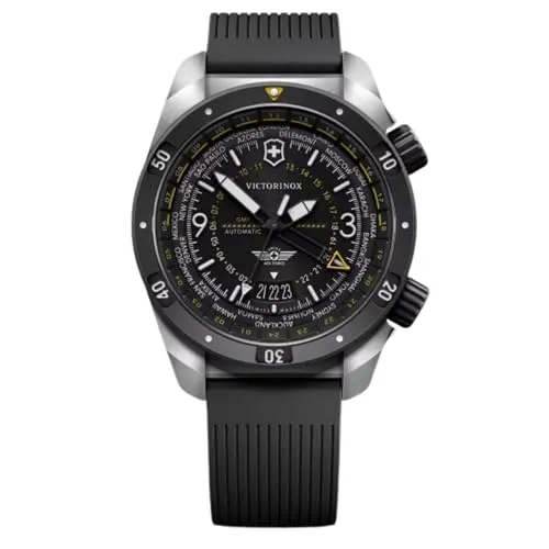 Victorinox Air Pro 242005 Automatikuhr, schwarzes Zifferblatt, schwarzes Gummiband, 43 mm