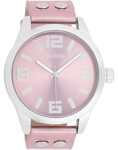 Oozoo - Timepieces Damen Uhr metallic Light pink - Elegante Armbanduhr für Damen mit hochwertigem Lederarmband und modernem Design. Ideal für jeden Anlass und perfekt als Geschenk in edler Verpackung.