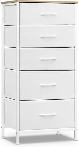 Woltu Hochkommode mit 5 Stoffschubladen in beige von WOLTU