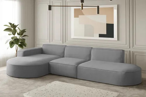 Ecksofa Designersofa PALMA in Stoff Opera Velvet Grau in grau von Fun Möbel