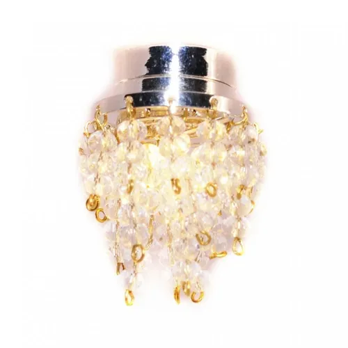 Puppenhaus Chrom Deckenleuchte Chrystal Tröpfchen Lampion LED Akku Beleuchtung