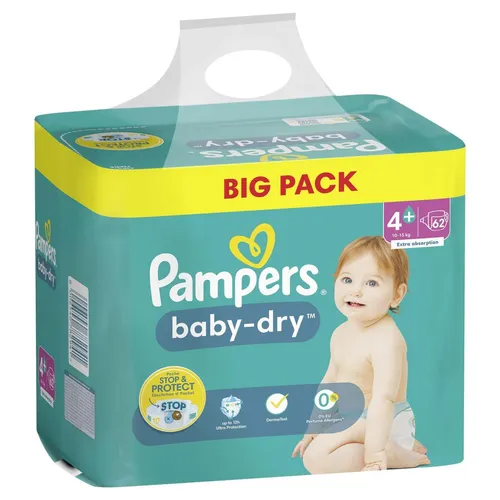 Pampers Windeln baby-dry BIG PACK Größe Gr.4+ (10-15 kg)