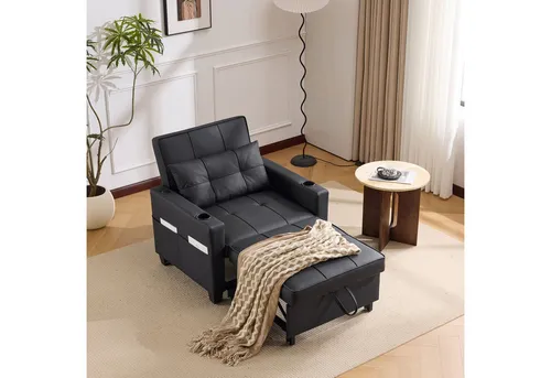 Odikalo Chaiselongue Schlafsofa Liegesessel Getränkehaltern USB Sofa-Liegestuhl Sessel