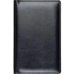 Visitenkartenmappe Soft 12,5x20cm schwarz - Registermappe aus wattiertem Kunstleder mit samtähnlichem Innenfutter, bietet Platz für bis zu 96 Visitenkarten in 16 transparenten Seiten.