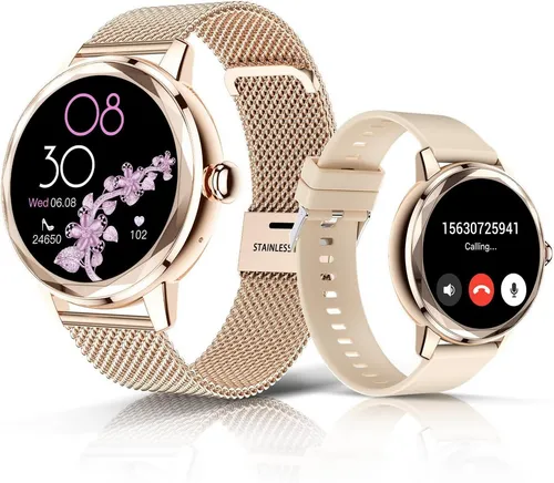 LES FLEURS Smartwatch (4 cm) für Damen – Elegante Fitness Smartwatch mit Bluetooth-Funktion