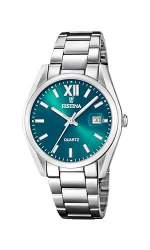 Festina Herren Uhr blau Edelstahl Armband - Elegante Festina Armbanduhr mit blauem Ziffernblatt und robustem Edelstahlarmband, ideal für stilbewusste Herren.
