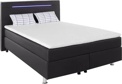 COLLECTION AB Boxspringbett London, inklusive Topper und Kissen, mit LED-Beleuchtung, Boxspringbett erhältlich in 90cmx200cm, 140cmx200cm & 180cmx200cm