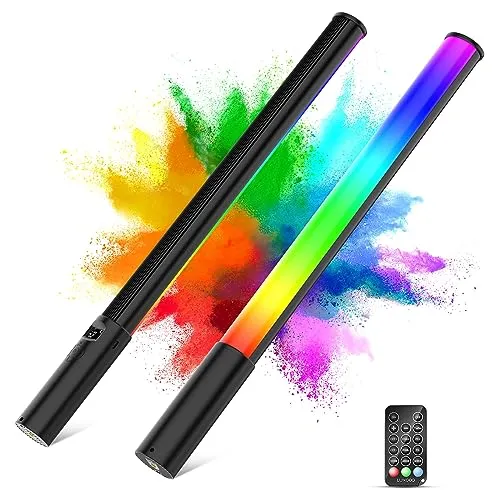 LUXCEO RGB Handheld LED Videoleuchte RGB Lichtstab, 360° volle Farben LED Fotografie Licht, eingebauter wiederaufladbarer Akku und Fernbedienung, 2500K-6500K verstellbar, für Fotografie YouTube