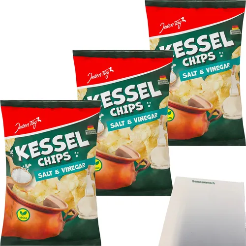 Jeden Tag Kesselchips Salt & Vinegar 3er Pack 3x150g Packung usy Block