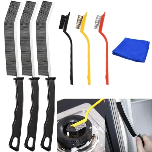 Stück Cleaning Brush (3 Lange + 3 Kurze bürste Reinigung/bürste zum putzen) mit Reinigungstuch – Eckenreinigungsbürste, Fugenbürste, Spaltreinigungsbürste für Badezimmer, Küche, Fliesen 6