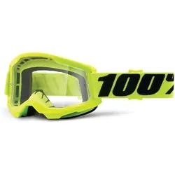 100% Strata 2 Clear Motocross Brille, schwarz-gelb - Sportbrillen mit klarer Scheibe und flexiblem, langlebigem Rahmen für optimalen Komfort und Sichtfeld während des Fahrens.