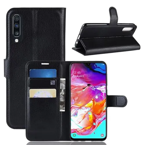 betterfon | Wallet Case Handytasche Schutzhülle Klapptasche Handyhülle Handy Tasche Schale Hülle für Samsung Galaxy A70 SM-A705 Schwarz