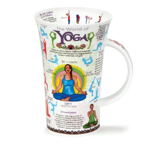 Dunoon Becher Glencoe - WORLD OF YOGA - Thermobehälter mit einzigartigem Yoga-Design, perfekt für Teeliebhaber und Sammler, hält Getränke lange warm.