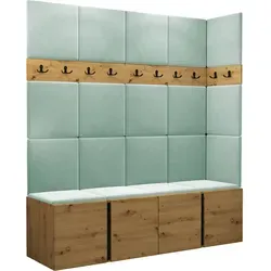 Mirjan24 Garderoben-Set Eiche Artisan Mintgrün, 168x186 cm