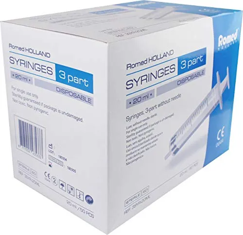 Romed Einmalspritzen 20 ml, 3-teilig, 50 Stück