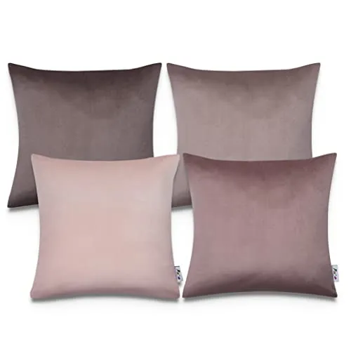 Paco Home Kissenbezug Kissen Sofa 4er Set Sofakissen Bezug Kissenhülle Deko Zierkissen Schlafzimmer Kordsamt Samt 45x45, Farbe:Rosa, Sets:4pcs-Set
