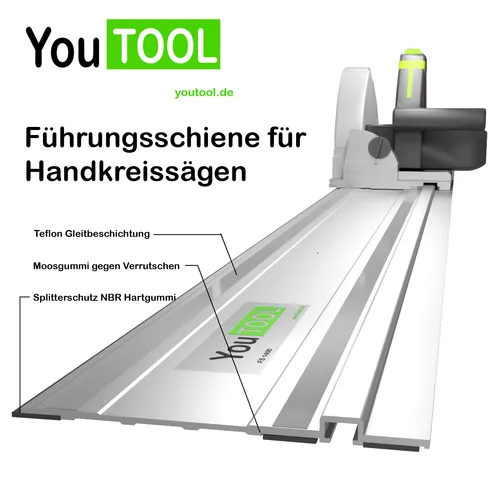 YouTOOL Führungsschiene, 500cm passend für Tauchsägen von Festool, Makita, etc.
