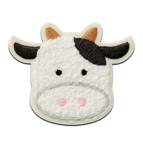 Mono-Quick Kuh Chenille Tier - Aufnäher, Bügelbild, Aufbügler, Applikationen, Patches, Flicken, zum aufbügeln, Größe: 5,4 x 6,6 cm