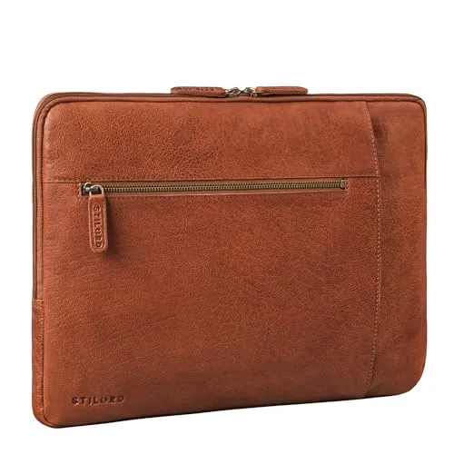 STILORD Jupiter Leder Aktenmappe Laptop Hülle 15-16 Zoll für Notebook und MacBook Vintage Sleeve schmal aus echtem Leder Farbe:maraska - braun