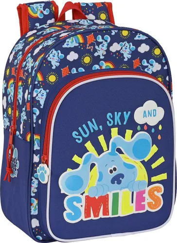 Safta Kleine Blaue Hinweise Rucksack 34 Cm - Rucksack für Kinder mit ergonomischen Schulterpolstern, ideal für Schule und Freizeit. Praktische Seitentasche mit Flaschenhalter und große Fronttasche für zusätzlichen Stauraum.