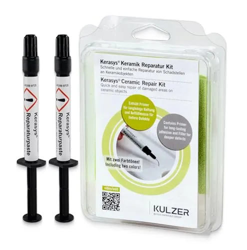 KULZER Keramik Reparaturset - Profi Reparaturpaste für Waschbecken & Badewannen - Klebstoffe - Komplettes Reparaturset mit UV-Licht für schnelle, wasserfeste Reparaturen an Keramikoberflächen. Ideal für Risse und Kratzer, mit glasartiger Fülltechnologie für ein professionelles Finish.