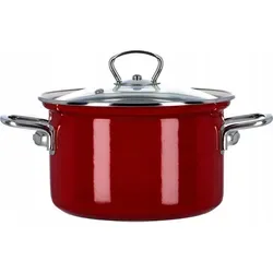 bELIS ECO-CERAMIC 24cm Topf mit Glasdeckel in rot von Belis
