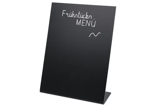 HMF Standtafel Tischaufsteller Kreidetafel, L-Aufsteller, (1-tlg), DIN A5 Hochformat, DIY Deko Kreidetafel, Schwarz