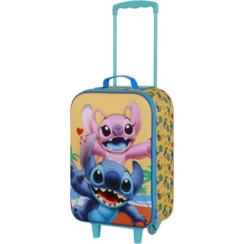 Disney Lilo und Stitch Ocean-Soft Trolley-Koffer - Kindergepäck mit geprägter Front, 2 Rädern und verstellbarem Griff, ideal für Reisen und als Handgepäck geeignet.