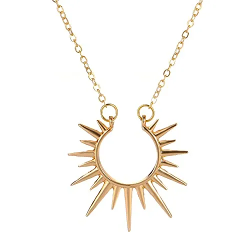 HMOOY Gold/Silber Sonne Anhänger Halskette Verstellbar Sun Kette Vergoldete Sunshine Halskette Minimalist Schmuck für Damen Mädchen