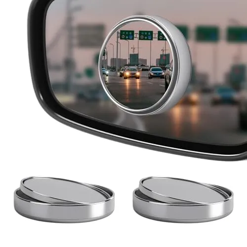 Stück toter Winkel Spiegel Auto, 360° Weitwinkel-Rückspiegel mit HD-Glas, Anti-Beschlag und wasserdicht Toter-Winkel-Spiegel, Universal für Auto, SUV, LKW, Van (Silber) 2