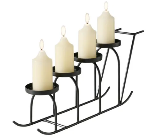 Topanbieter999 Kerzenhalter TOPANBIETER 999 Kerzenhalter verschiedene Ausführungen, aus schwarzem Metall Länge 45,5 cm Kerzenhalter für 4 Stumpenkerzen