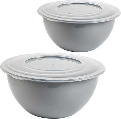 Centi Aufbewahrungsschüssel THASSOS 5 L mit transparentem Deckel, Kunststoff, (2er-Set), Ø 28 cm, H 13,5 cm