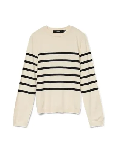 VERO MODA VMSABA Plain LS O-Neck Pullover GA NOOS - Pullover für Damen mit gerippten Ärmelbündchen, normal geschnitten für optimalen Tragekomfort und vielseitige Kombinationsmöglichkeiten.