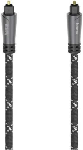 Hama Audio-Lichtleiter-Kabel 1,5 m mit ODT-Stecker - HiFi-Kabel für die Übertragung digitaler Audiosignale, langlebig mit robustem Kabelmantel aus Aramidfaser.