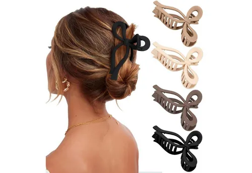 Haarklammer Schleife Schmetterling 4 Stück Damen - Set mit 4 Haarklammern in verschiedenen Farben, rutschfest und ideal für jeden Haartyp. Robuste Materialien sorgen für sicheren Halt und Langlebigkeit. Perfekt für Alltag und besondere Anlässe.