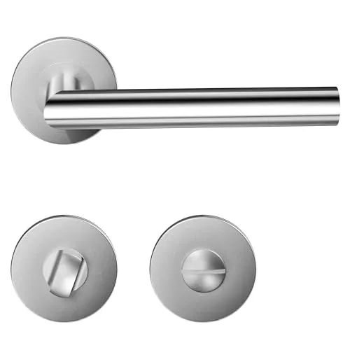 HAIFUAN Packung Türdrückergriff aus Edelstahl mit Badezimmerknauf, Türschlossgriff-Set, Türhandgriff, gebürsteter Edelstahl (S02-103BK)