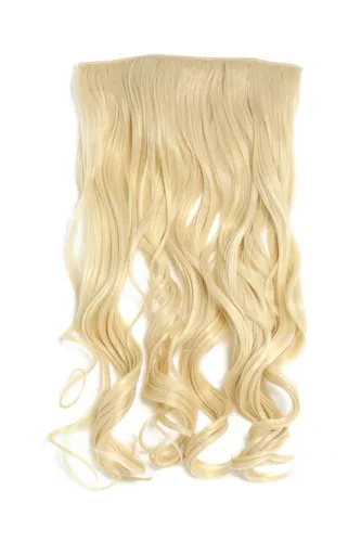 Haarteil Clip-in Extension 5 Clips Breit wellig gewellt Blond Lichtblond 50 cm