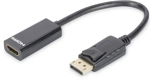 Digitus DB-340400-001-S DisplayPort HDMI Adapter - 1x DisplayPort Stecker, 15.00 cm, kompakte Lösung für HD-Übertragungen in Schwarz