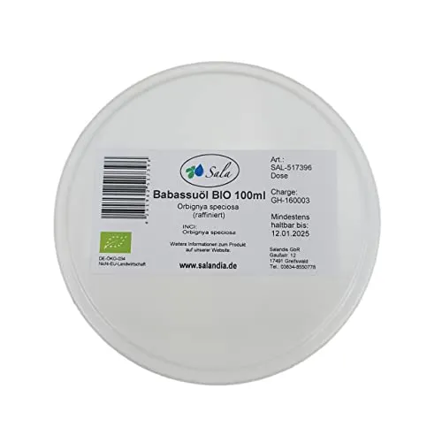 Sala Babassuöl raffiniert food grade BIO 100 ml Dose von Sala