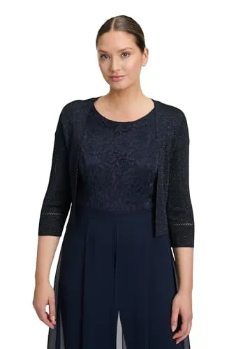 Vera Mont Strickbolero ohne Verschluss - Elegante Strickjacke für Damen, figurumspielend mit glitzerndem Stoff und 3/4-Ärmeln - perfekt für festliche Anlässe!