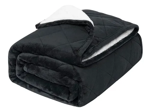 Woltu Gewichtsdecke aus Flanell Sherpa in schwarz von WOLTU
